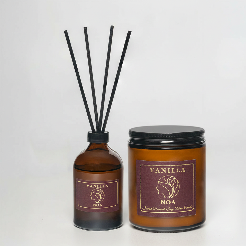 Vanilla Scented Candle & Reed Diffuser Set